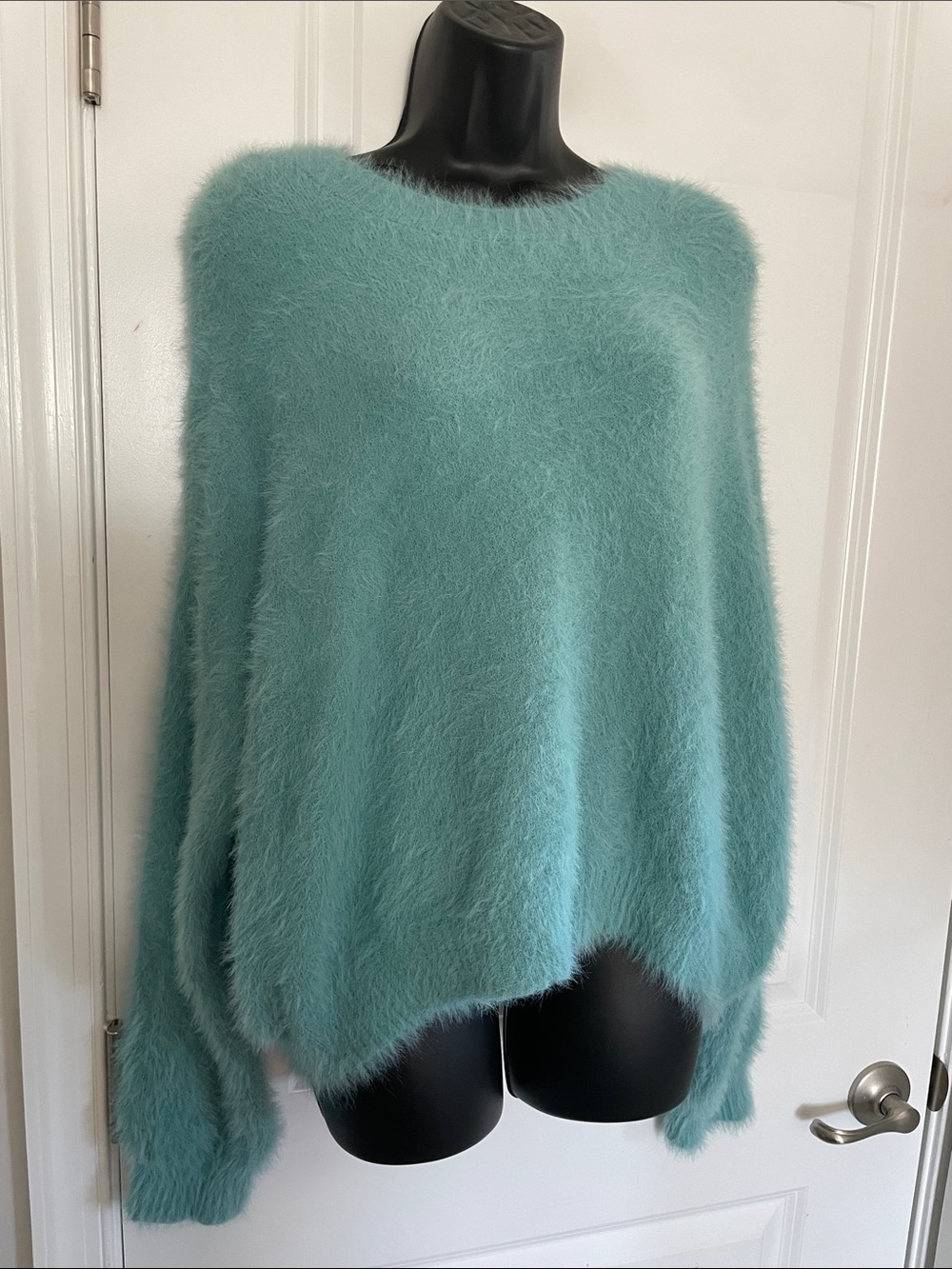 H&M Soft Teal Fuzzy Knit Oversized Sweater